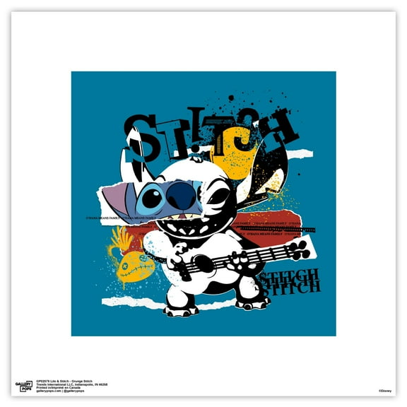 Gallery Pops Lilo & Stitch - Grunge Stitch Wall Art, Unframed Version, 12" x 12"