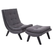 OSP Home Furnishings Tustin Lounge Chair and Ottoman Set With Deluxe PU Pewter and Black Legs