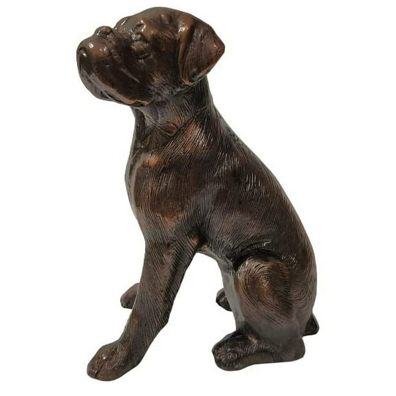 DECORVOID 8.5 in Dog Boxer Puppy Statue Handcrafted  Animal Sculpture Aluminum Copper Antique Finish