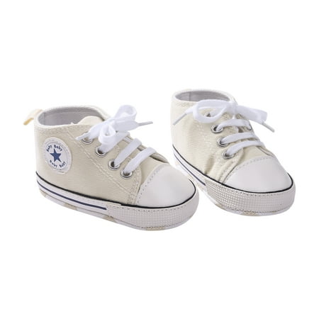 

Baby Canvas Prewalker Outdoor Shoelace Anti Skid Soft Bottom High Top Shoes