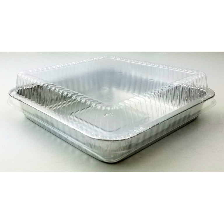 Handi-Foil Large 10 x 10 Square Aluminum Foil Cake Pan w/Dome Lid 25 –