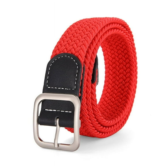 ERDOUY Stretch Belt for Men, Men Elastic Woven Braided Belt 1 3/8 Casual Belt Golf Belt for Jeans Pants(Red)