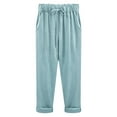 thumbnail image 2 of Casual Pants Women Plus Size High Waist Fashion Summer Solid Color Loose Casual Ladies Cotton Linen Cropped Pants, 2 of 3