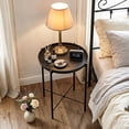 thumbnail image 1 of Buro Mesa de Centro Blanca con Bandeja Mesa Auxiliar de Metal,Negro FurnitureR Moderno, 1 of 8