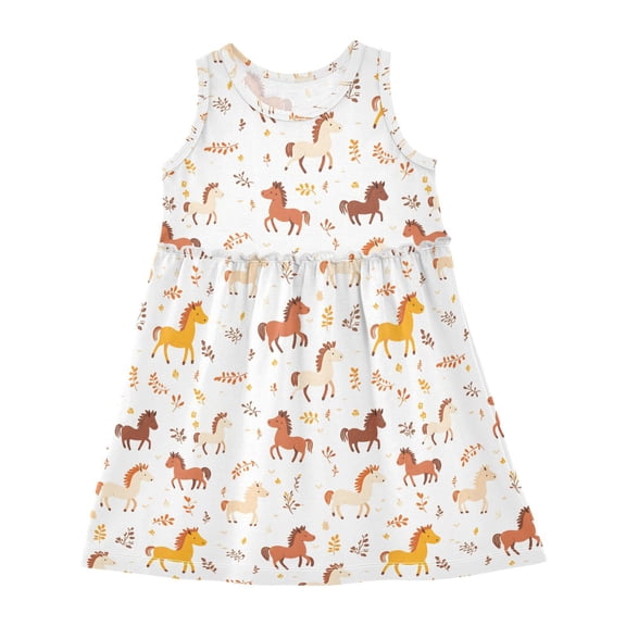 Dress Horse Seamless Sleeveless Dress for Hem A-Line Casual Sundress