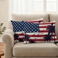 thumbnail image 2 of Independence Day Pillow Covers 2 Pack U. S. Flag Themed Tropical Coconut Tree Seagull Pillowcase Waterproof Outdoor Throw Pillow Cover for Patio Balcony Rectangular Cushion 20”x12”, 2 of 9