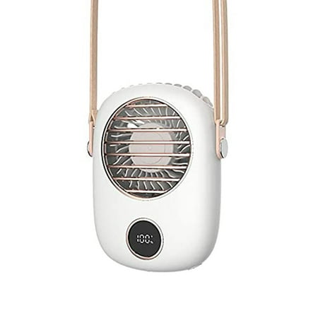 

PKQ Neck/Waist Hanging Fan-USB Charging LED Digital Display Portable Handheld Desktop Fan Suitable for Outdoor Carrying