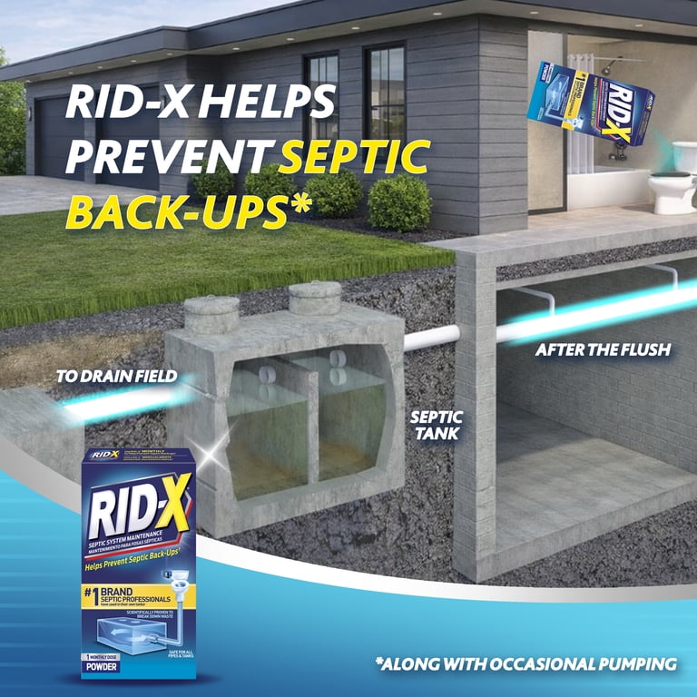 RID-X Septic Tank Treatment Powder, 3-Month Supply, Enzymes