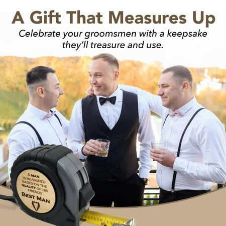 LYUSCI-Best Man Gifts from Groom Tape Measure Groomsman Gift Wedding Party Present Best Man Proposal Will You Be My Groomsman A Man is Measured Based on The Quality of His Friends (Best Man)