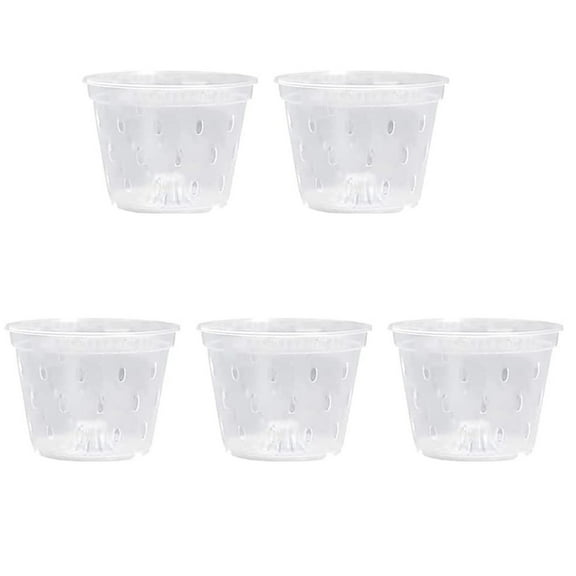 5-Pack 5-Inch Plastic Orchid Pots with Drainage Holes for Indoor Plants