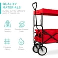 thumbnail image 6 of Wubio Collapsible Folding Outdoor Utility Wagon with Canopy Garden Cart for Beach, Picnic, Camping, Tailgates w/Removable Canopy, Detachable Pockets, 150lb Weight Capacity - Red, 6 of 8