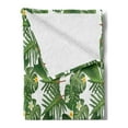thumbnail image 2 of Island Party Soft Flannel Fleece Throw Blanket, Tropical Plants Giant Banana and Coconut Palm Leaves with Hibiscus Blooms, Cozy Plush for Indoor and Outdoor Use, 70" x 90", Green Yellow, by Ambesonne, 2 of 5