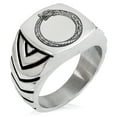 thumbnail image 1 of Stainless Steel Greek Mythology Ouroboros Chevron Pattern Biker Style Polished Ring, 1 of 1