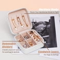 thumbnail image 3 of Small Travel Jewelry Case, Portable Jewelry Organizer Travel Case Leather Jewelry Box Travel Mini Storage Organizer Portable Display Storage Box For Rings Earrings Necklaces Gifts (White), 3 of 6