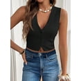 thumbnail image 6 of Women'S Sleeveless Knit Sweater Vest Top Dressy Trendy Business Casual Button Up Work Blazer Vests Waistcoat Black S, 6 of 9