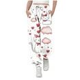 thumbnail image 2 of dazeni Girls Holiday Sweatpants with Pockets Cute Baggy Athletic Joggers Comfy Dance Pants for Teens Fashion Funny Graphic Valentine's Day Clothes White, 2 of 5