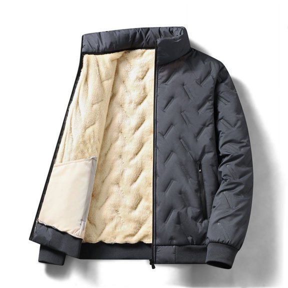 2023 Autumn Winter Jacket Men Lambswool Warm Thicken Jackets Waterproof Jogging Casual Coat Men Fashion Loose Grey Parke Jacket (GRAY,L (40-50KG))