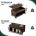 thumbnail image 4 of Ktaxon Mid-Century Lift Top Coffee Table, Multi-Functional Lift Tabletop Center Table for Living Room with Hidden Storage Compartment & 3 Cube Shelves, Retro Brown, 4 of 6