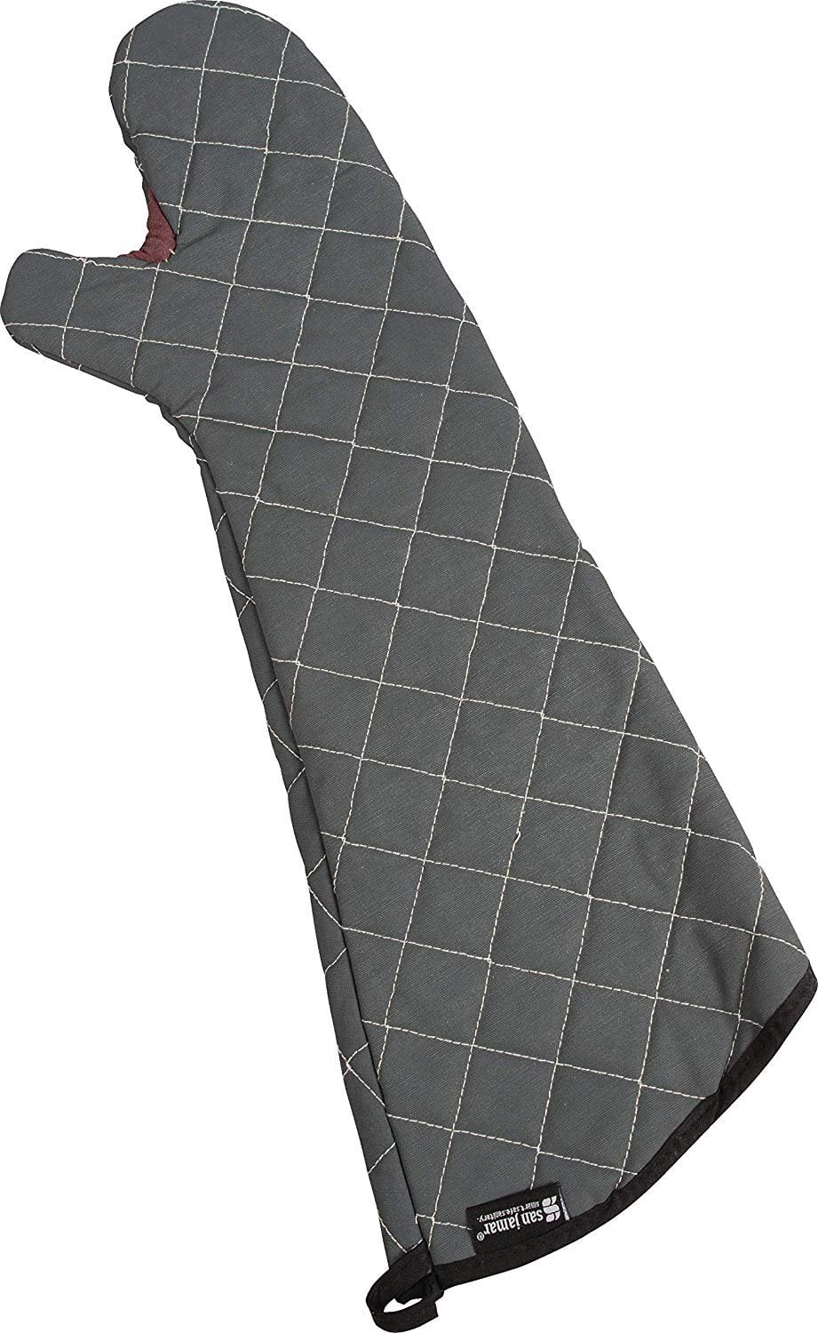 San Jamar 800FG17-BK BestGuard Commercial Heat Protection Up to 450 F Oven Mitts Pair, 17" Length, Black
