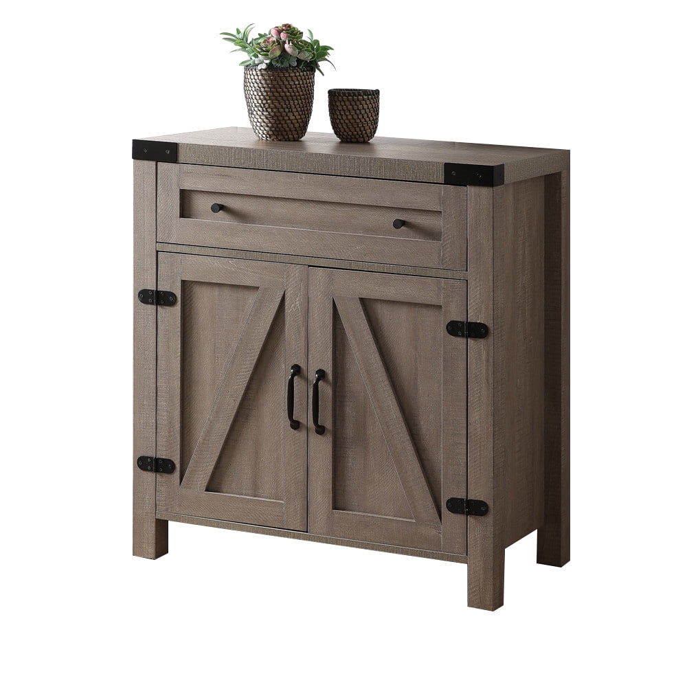 Accent Storage Angular Farmhouse Barn Door With Drawer