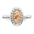 thumbnail image 4 of 925 Sterling Silver Stackable Rose Gold-plated Oval Ring Eternity Band Size 10, 4 of 6