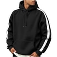 thumbnail image 2 of Fengqque Men's Contrast Side Stripe Hooded Sweatshirt Long Sleeve Pullover Hoodie Loose Fit Casual Athletic Outerwear with Drawstring & Kangaroo Pocket Black M, 2 of 6