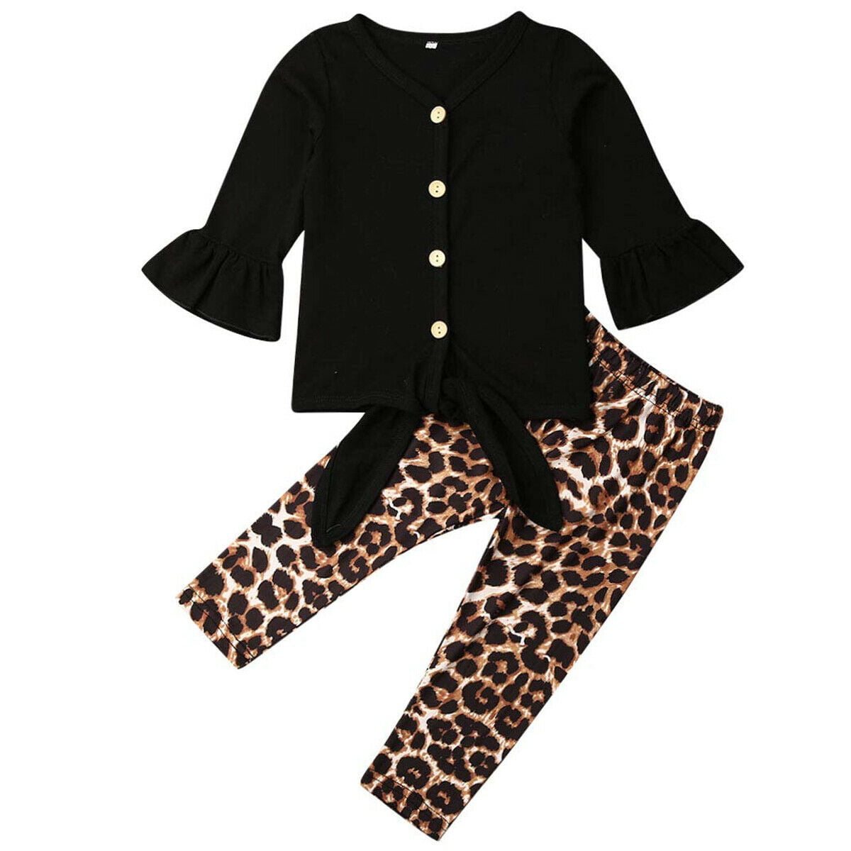 Toddler Baby Girls Autumn Leopard Outfits T-shirt+Pants Set Clothes ...