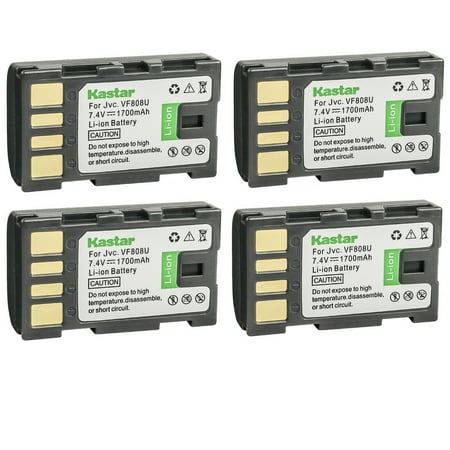 Kastar BN-VF808 Battery 4-Pack Replacement for JVC GZ-MG255W GZ-MG260 GZ-MG261 GZ-MG262 GZ-MG275 GZ-MG275AA GZ-MG275AC GZ-MG275B GZ-MG275E GZ-MG275EK GZ-MG275EX GZ-MG275S GZ-MG275US GZ-MG330 Camera