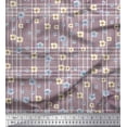 thumbnail image 1 of Soimoi Purple Poly Georgette Fabric Check & Floral Print Fabric by The Yard 42 Inch Wide, 1 of 3