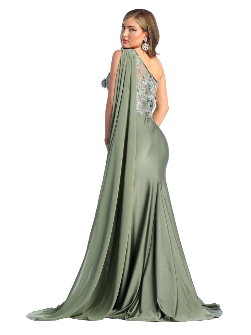 Womens Sage Evening Formal Long Asymmetrical One Shoulder Cape Plus Size  Dress - Walmart.com