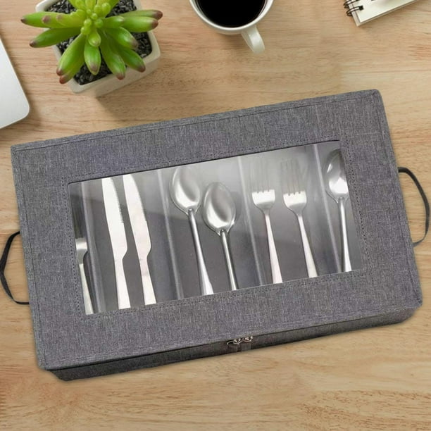 Estuche para guardar utensilios, bandeja para utensilios con asas, fácil de transportar, caja para guardar cubiertos, organizador de cubiertos para