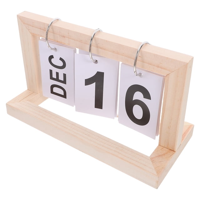 RENACLIPY Large Display Desktop Perpetual Calendar Made from Wood for Rustic Home Or Office Decor