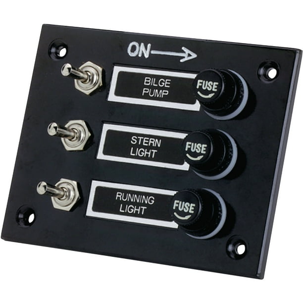 Attwood 3 Gang Toggle Switch Panel with Fuses
