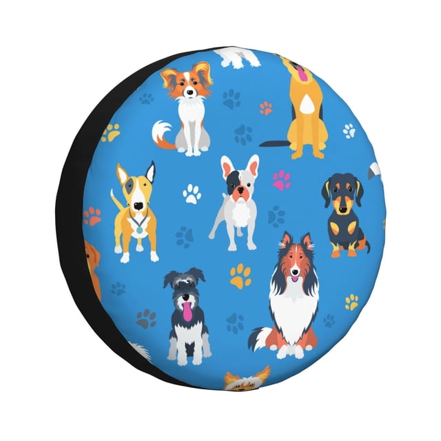Balery Cute Dogs Cubiertas para Neumáticos - Protector Resistente para Neumáticos de Camioneta, SUV, Remolque, Camper y RV-17 inch