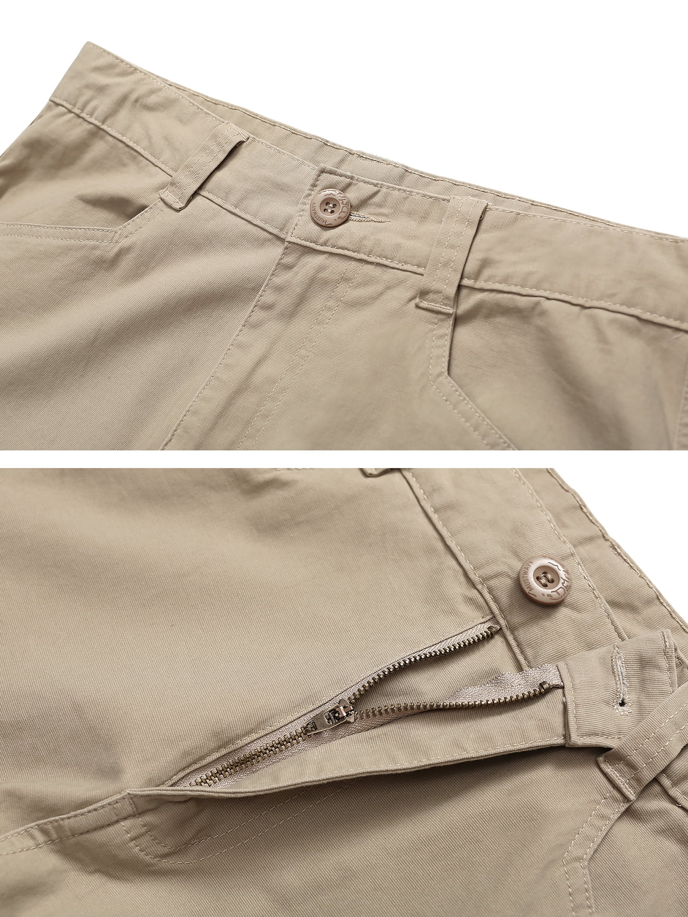 TRGPSG Men's Lightweight Cargo Pants with 8 Pockets,Comfor Work Pants Ripstop Cargo Pants Water Resistant Outdoor Hiking Work Pants,Khaki Size 34