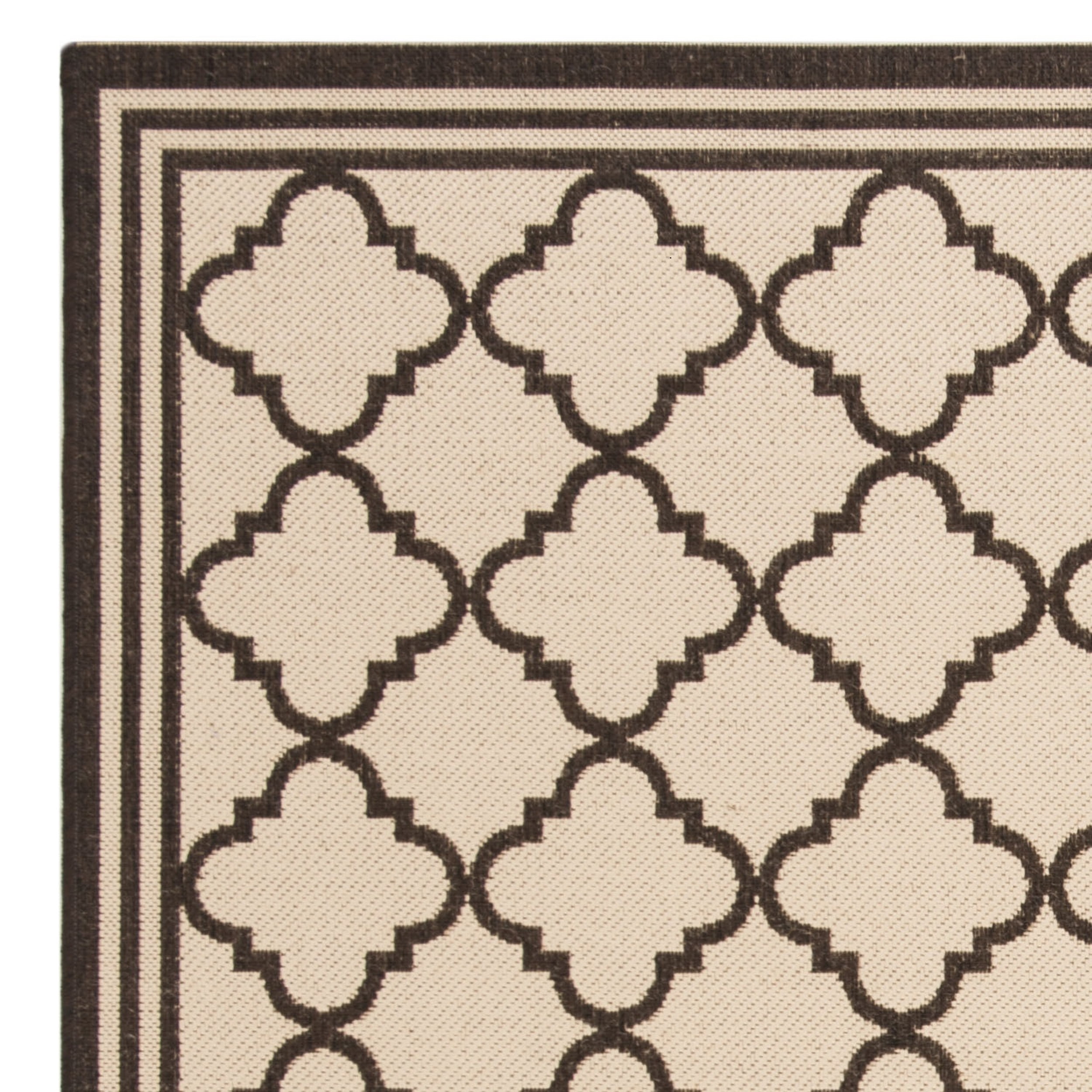 SAFAVIEH Beach House Richard Geometric Indoor/Outdoor Area Rug, Creme/Brown, 6'7" x 6'7" Square