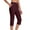 Wine, variant on Women's Summer High Waisted Solid Color Capris Matching Slim Fitting Yoga Gym Pants Capris Pants