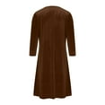 thumbnail image 4 of qucoqpe Velvet Dresses for Women Fashion 3/4 Sleeve Crisscross V Neck Pleated Elegant Midi Dress, 4 of 8