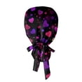 thumbnail image 4 of Fgvctg Valentine's Day Scrub Hats For Women Love Heart Print Long Hair Head Covering Adjustable Tie Back One Size Romantic Date Night Scrub Caps Purple Pink, 4 of 5