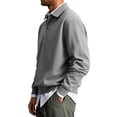 thumbnail image 5 of Delconic Mens Classic Polo Sweatshirt Long Sleeve Collared Pullover Casual Knit Top Regular Fit Button Placket Everyday Shirt Gray M, 5 of 8