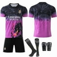 thumbnail image 1 of 2425 Real Madrid Color Dragon Pattern Special Commemorative Edition No. 9 Mbappe 7 Vinicius 5 Bellingham Black and Purple No Number With Socks + Protective Gear SetXL, 1 of 2