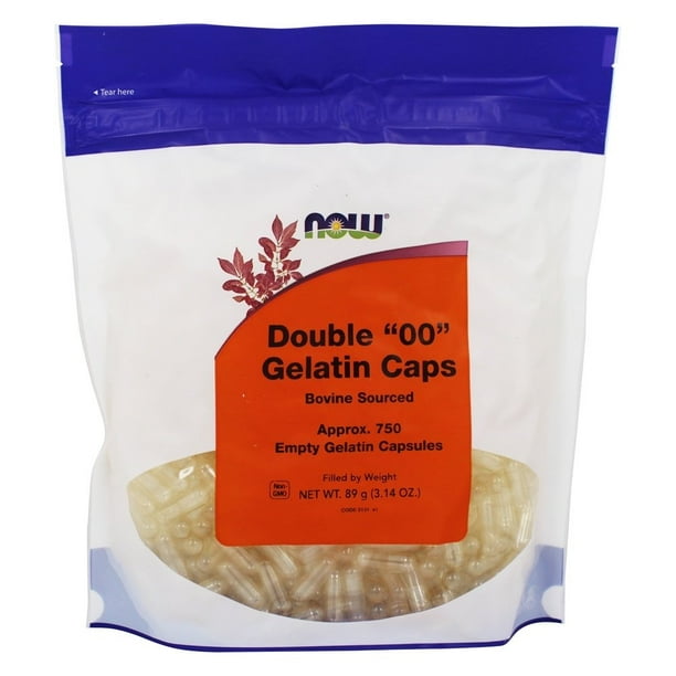 NOW Foods Gelatin Empty Capsules Double '00' Size 750 Capsules