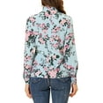 thumbnail image 3 of INSPIRE CHIC Women's Floral Button Up Ruffle Stand Collar Long Sleeve Shirt Blue M, 3 of 5