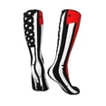 thumbnail image 4 of Easygdp Firefighters USA Flag Soccer Socks Sport Knee High Socks Calf Compression Athletic Socks for Men and Women, 4 of 9