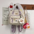 thumbnail image 5 of Mini mochila pequeña de lona de estilo coreano para mujer, mochila de flores para colegiala, 5 of 5