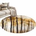 thumbnail image 2 of Round Area Rugs Collection 4 Ft, Yellow Forest Non-Slip Residential Carpet, Mysterious Tree Autumn Botanical Farmhouse Indoor Crawling Mats Runner Rugs for Living Room/Dining Room/Bedroom, 2 of 8