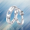 thumbnail image 3 of AYYUFE Unisex Hollow Heart Silver Plated Lovers Couple Open Band Ring Jewelry Silver Plated Alloy, Rhinestone Blue, 3 of 7