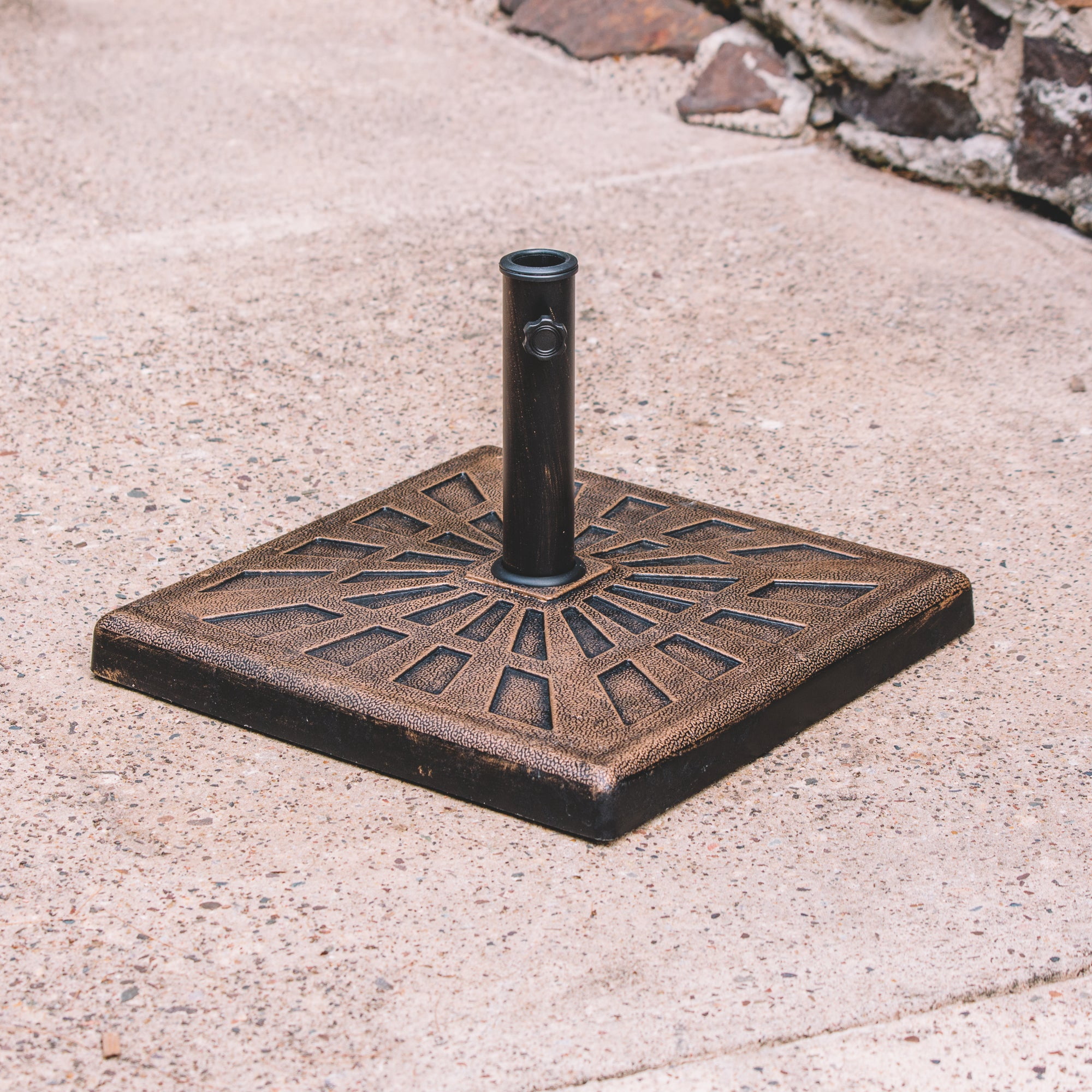 Backyard Expressions 42 lb Square Resin Patio Umbrella Base, Bronze