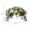 thumbnail image 3 of Guirnalda de dintel Ticfox decoración de puerta colgante de flores simuladas blanca y verde 75 cm, 3 of 10