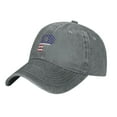 thumbnail image 2 of DouZhe Adjustable Washed Cotton Baseball Cap - Alphabet P America Usa Flag Prints Vintage Dad Hat Unisex Sports Caps (Gray), 2 of 7